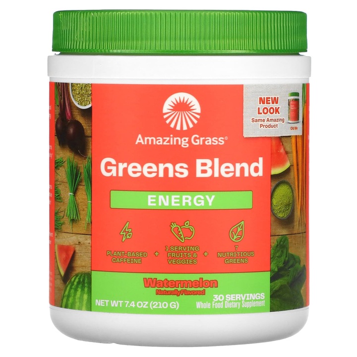 Supliment alimentar Amazing Grass, Green Blend, energie, aroma de pepene, 210 g