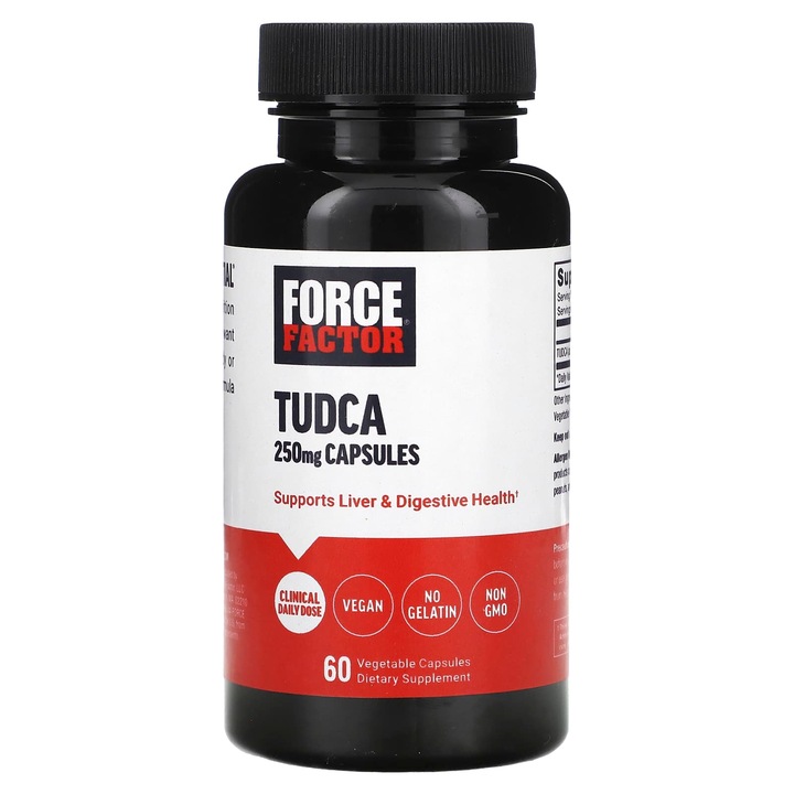 Supliment, Force Factor Tudca 250 mg, 60 capsule vegetale, suport pentru ficat si digestie