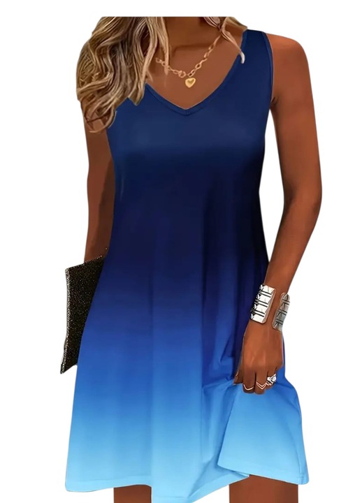 Lezser, nyári, rövid, kék átmenetes ruha, M