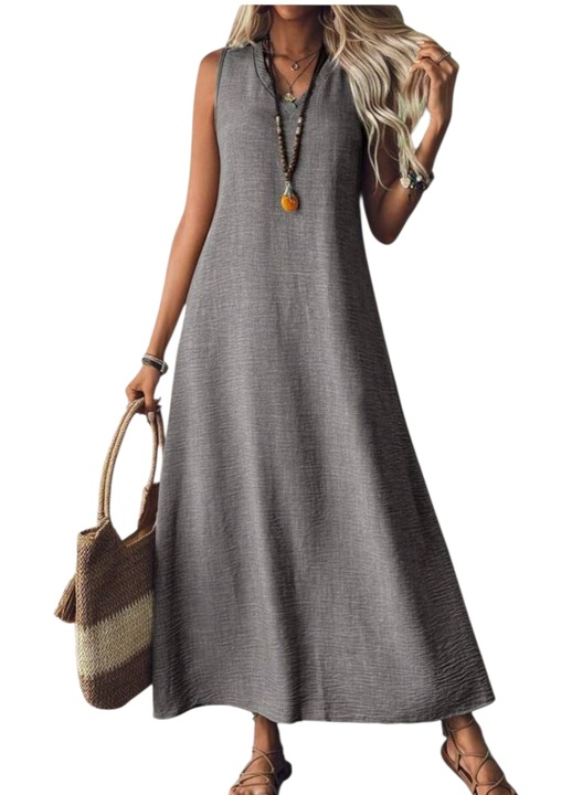 Rochie casual, lunga, subtire, gri, L