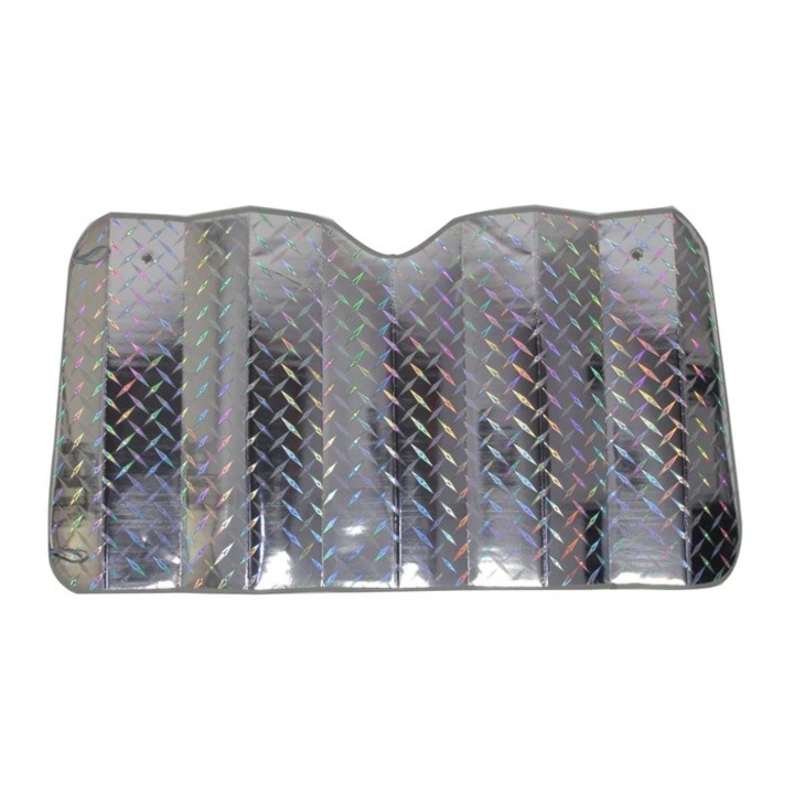 Parasolar auto, pentru parbriz, VGT, 150 x 80 cm, folie holografica, argintiu, interior