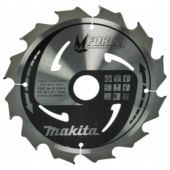 Pila circulara pentru lemn MAKITA 190x30mm 12Z