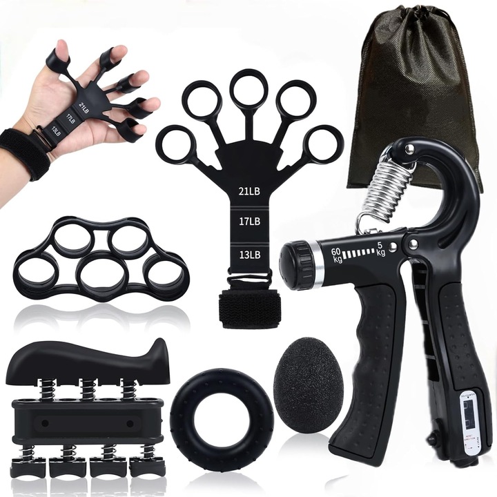 Флексор упражнения за ръце OEM, регулируем 5-60кг, черен, 6 части