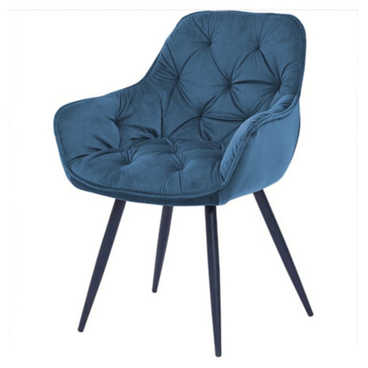 Scaun bucatarie/dinning/sufragerie, modern, din catifea premium, elegant, ergonomic, 83X 57X 58 CM, turcoaz