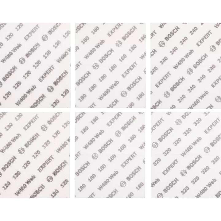 Set 6 bucati foi abrazive Bosch 115x140mm, rezistente la zgarieturi, tehnologie Flexi-Web