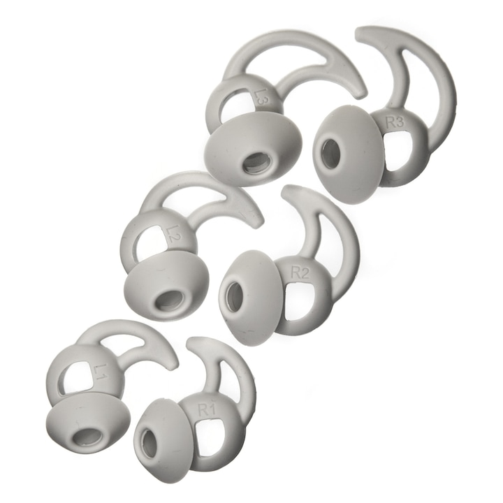 Dopuri pentru casti MKF, set 6 bucati, S, M, L, alb