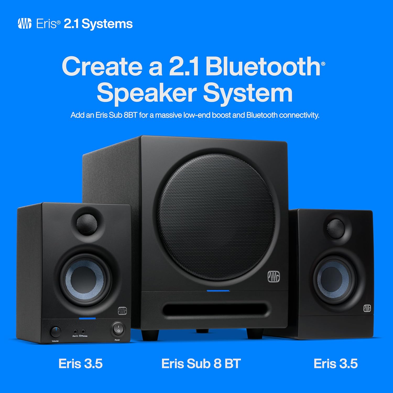 Monitoare de studio PreSonus Eris 3.5 MK2, pereche — boxe de monitor active, amplificate, pentru productie muzicala, audio Hi-Fi