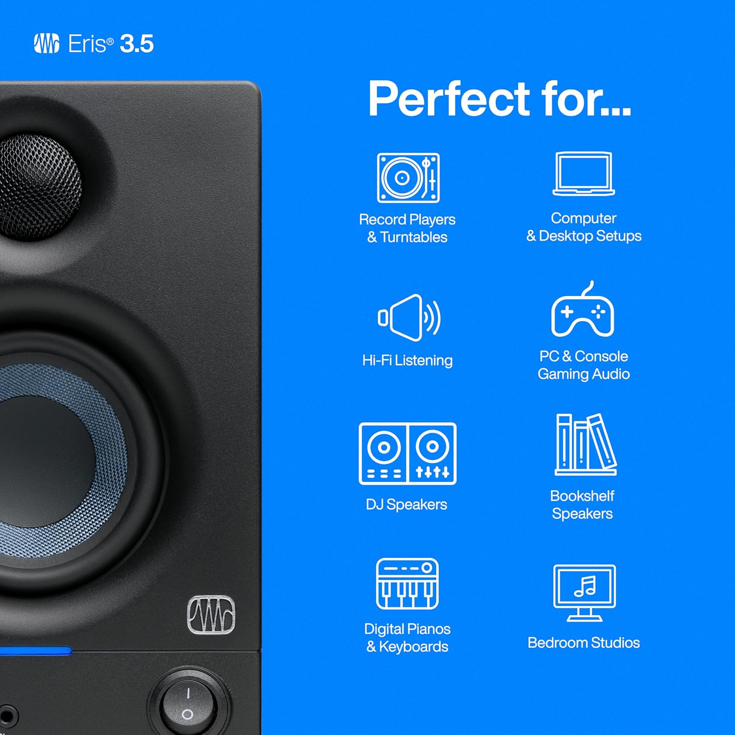 Monitoare de studio PreSonus Eris 3.5 MK2, pereche — boxe de monitor active, amplificate, pentru productie muzicala, audio Hi-Fi