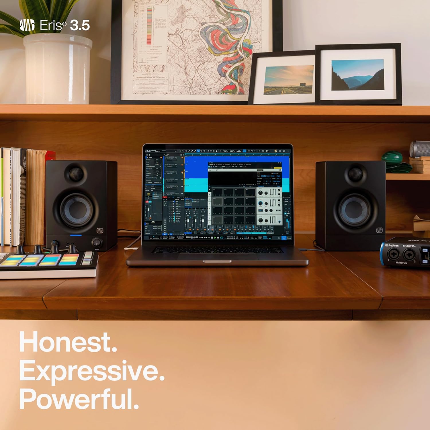 Monitoare de studio PreSonus Eris 3.5 MK2, pereche — boxe de monitor active, amplificate, pentru productie muzicala, audio Hi-Fi