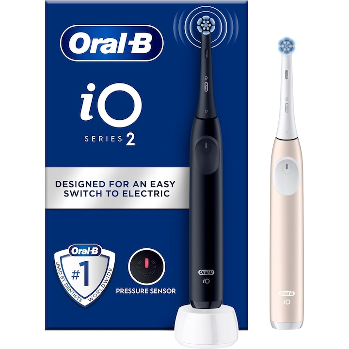 Elektromos fogkefék, Oral-B iO Series 2 DUO, Fekete, Rózsaszín