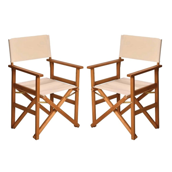 Set 2 scaune pentru gradina - terasa, pliabil, Rejisor, bej