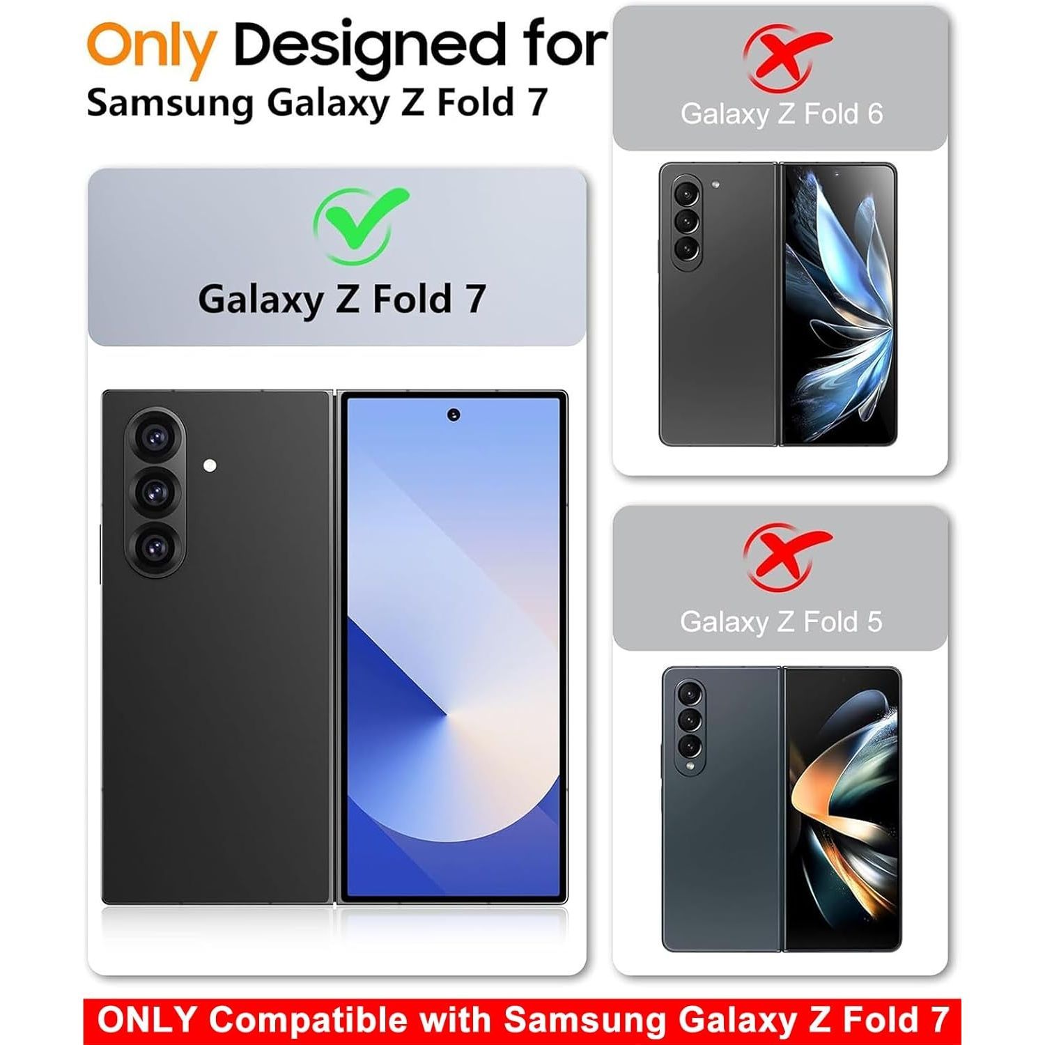 Husa telefon Compatibila Samsung Galaxy Z Fold7, Tip Suport Carduri Pliabil, cu Suport, Antisoc, Negru Mat