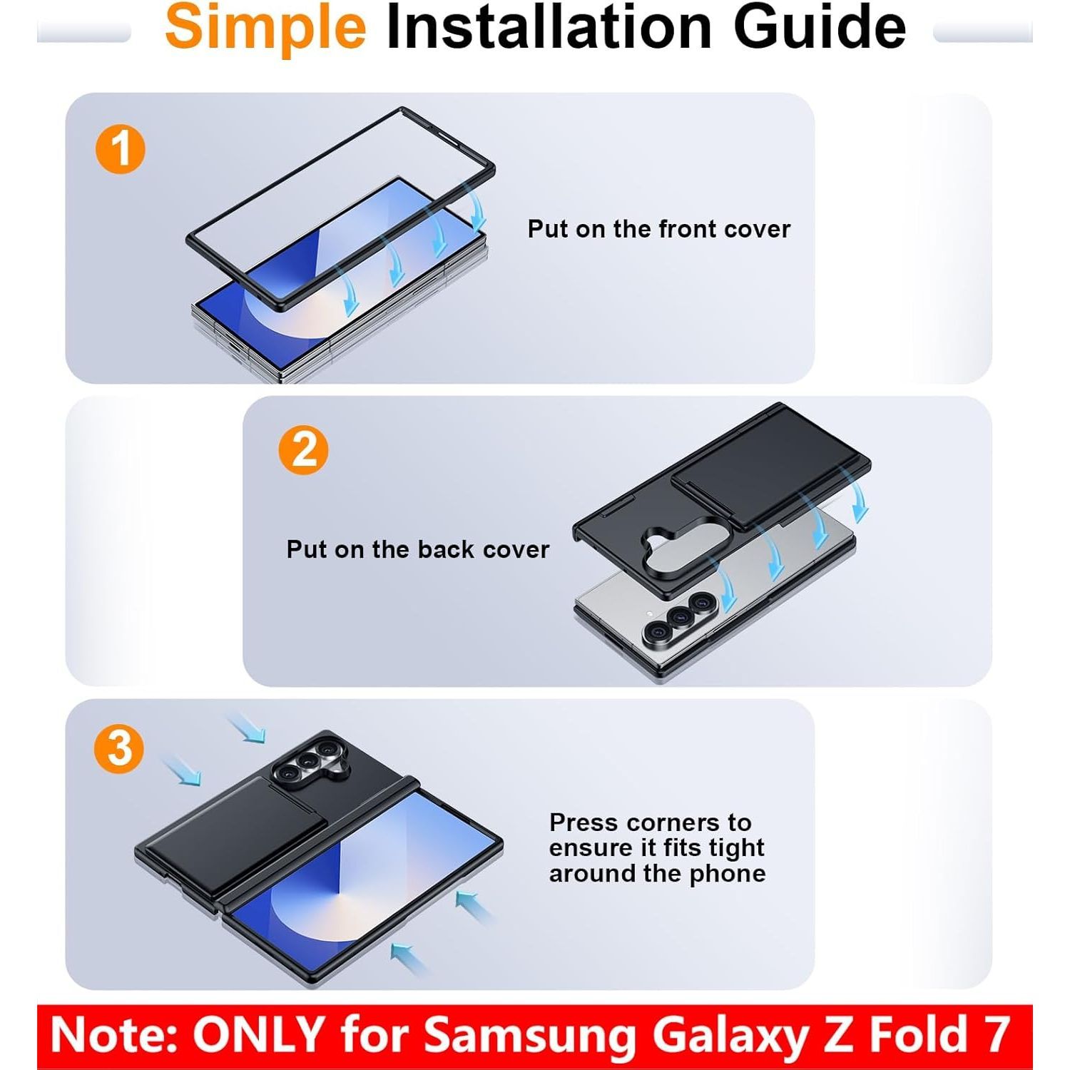 Husa telefon Compatibila Samsung Galaxy Z Fold7, Tip Suport Carduri Pliabil, cu Suport, Antisoc, Negru Mat