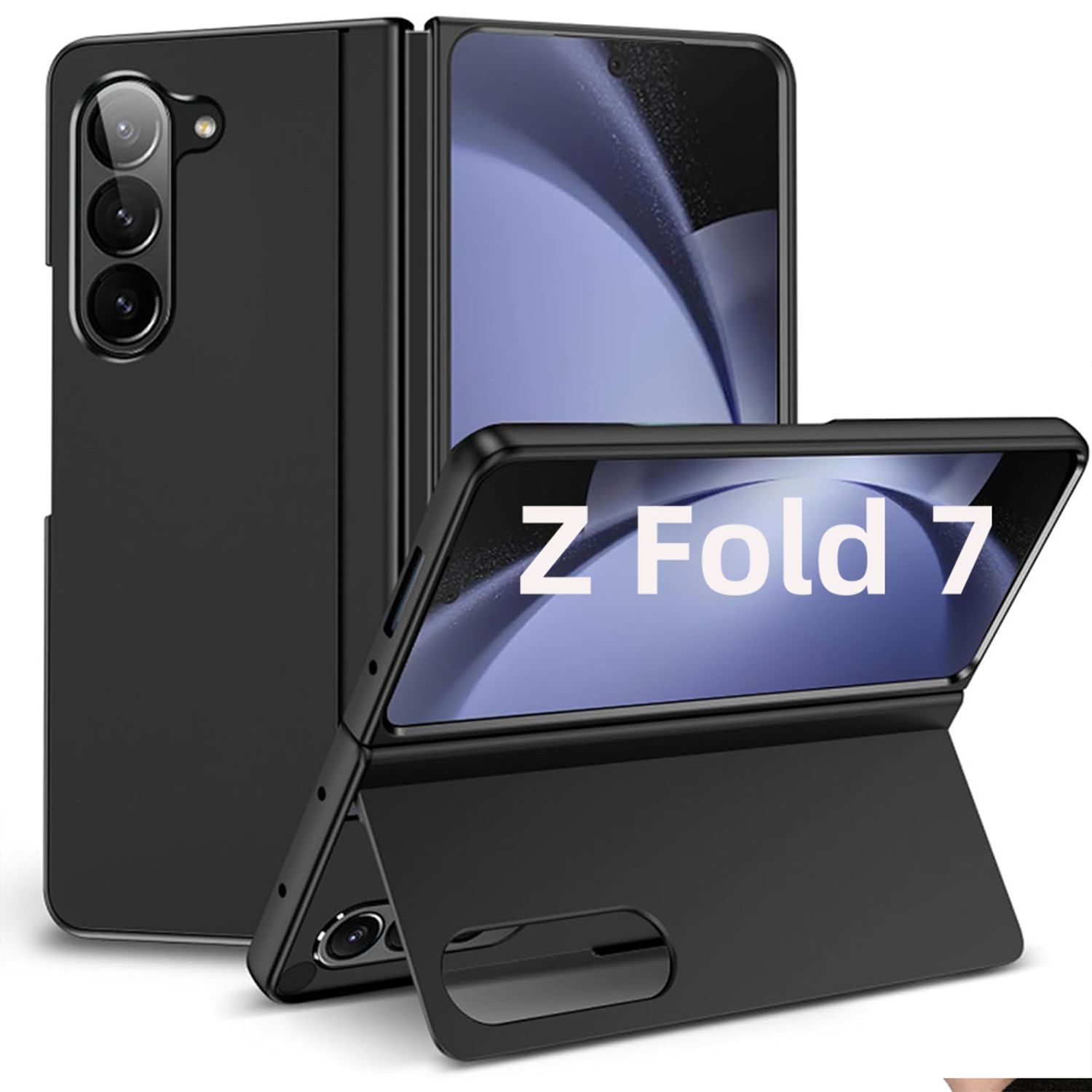 Husa telefon Compatibila Samsung Galaxy Z Fold7, cu Suport Invizibil, Antisoc, Negru