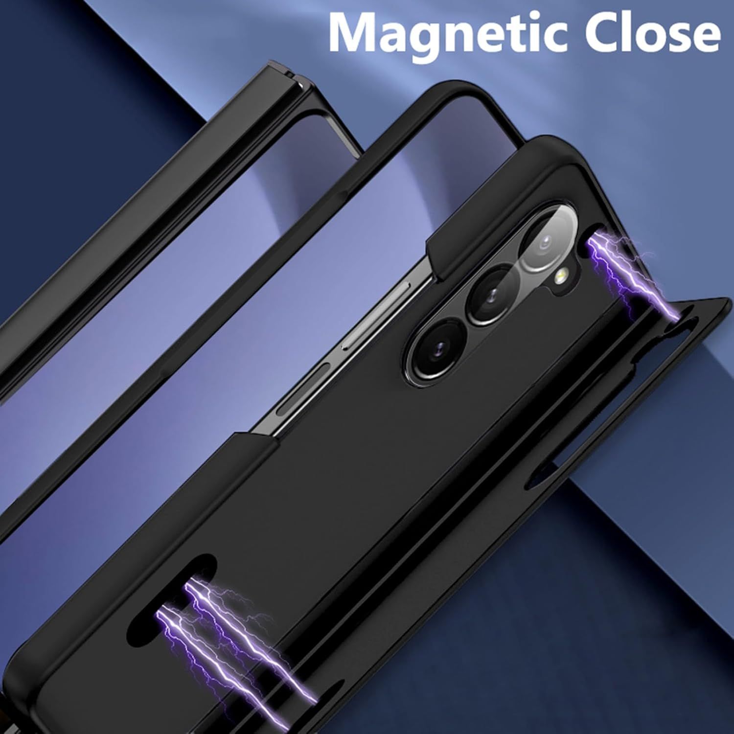 Husa telefon Compatibila Samsung Galaxy Z Fold7, cu Suport Invizibil, Antisoc, Negru