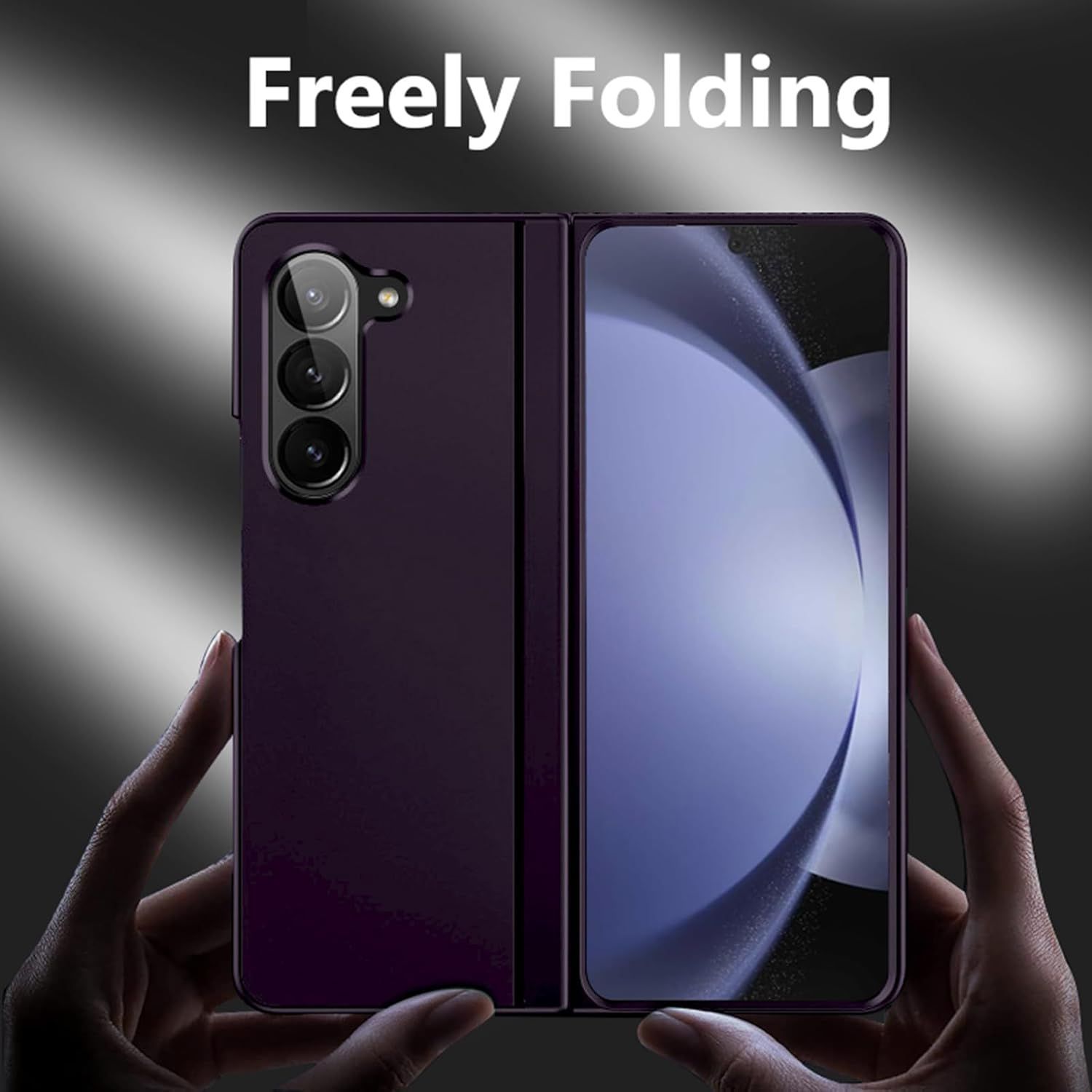 Husa telefon Compatibila Samsung Galaxy Z Fold7, cu Suport Invizibil, Antisoc, Negru