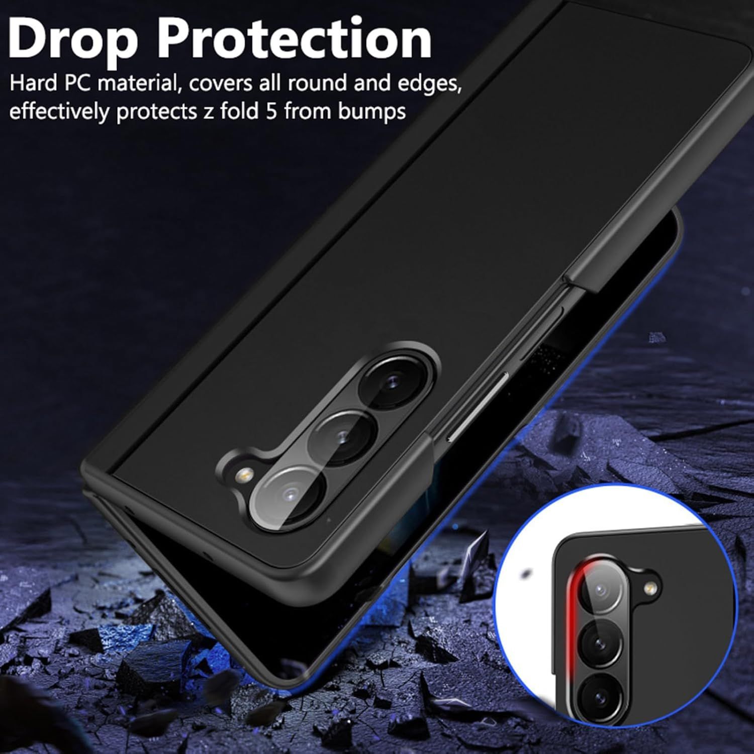 Husa telefon Compatibila Samsung Galaxy Z Fold7, cu Suport Invizibil, Antisoc, Negru