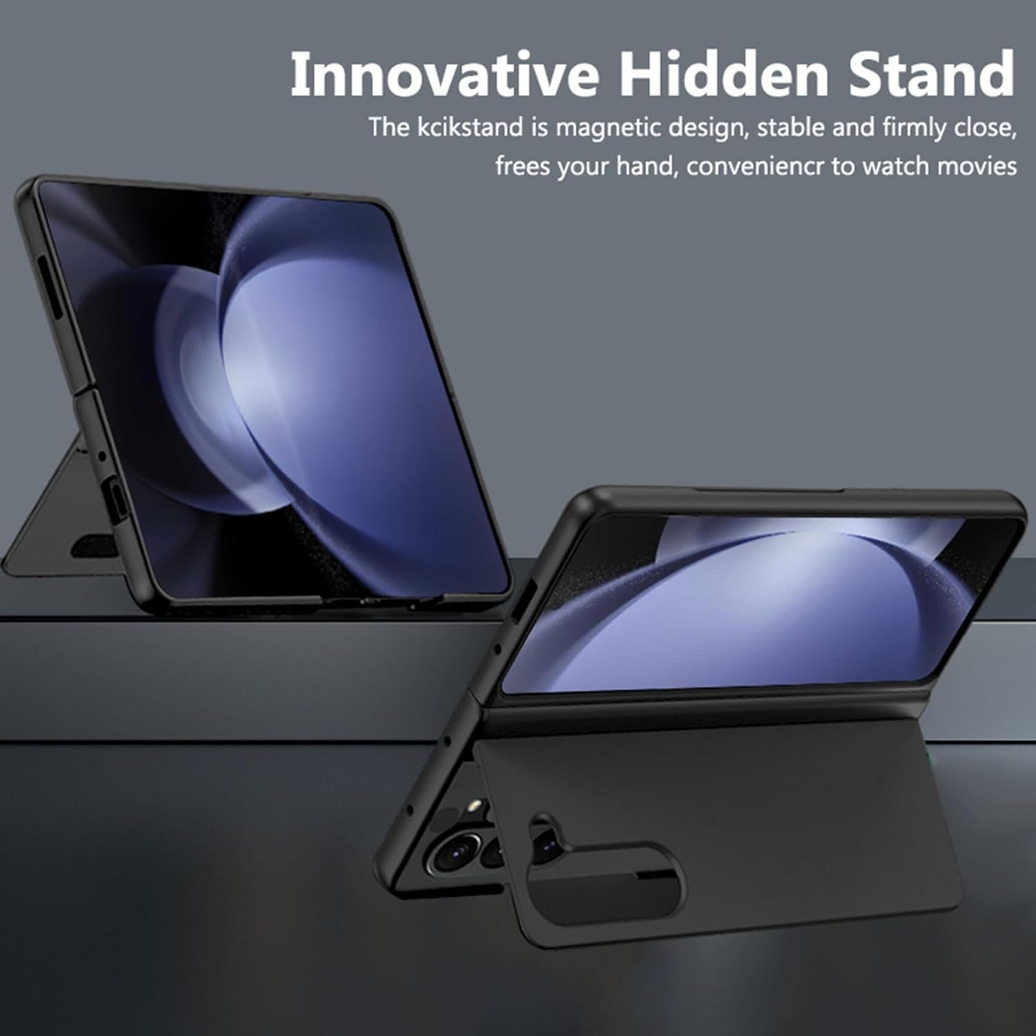 Husa telefon Compatibila Samsung Galaxy Z Fold7, cu Suport Invizibil, Antisoc, Negru