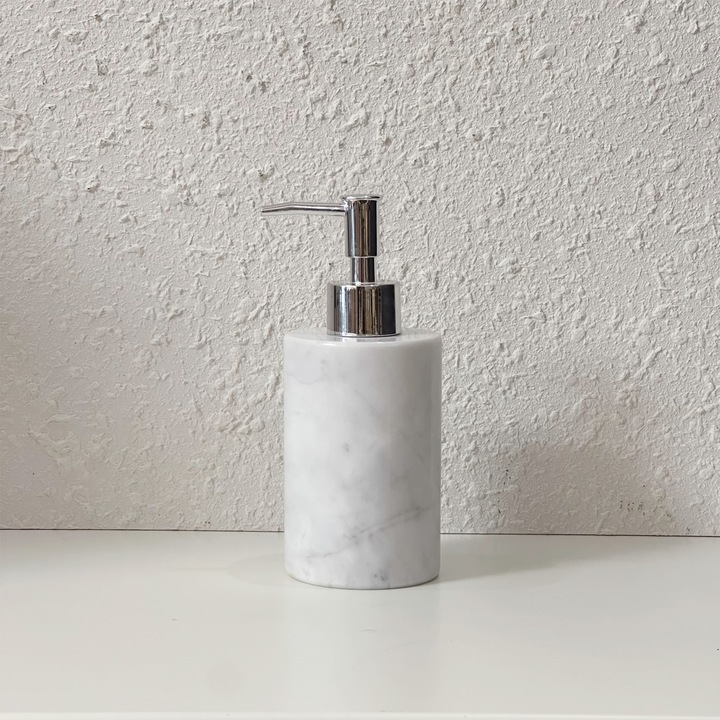 Dispenser de sapun, piatra naturala, alb, 350ml