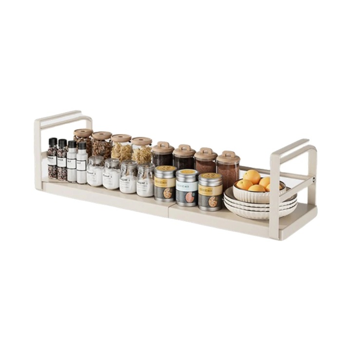 Polc szekrény alatt, kompakt kialakítás, szénacél, fehér, kihúzható 27-45 cm-ig