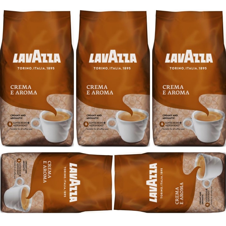 Cafea boabe Lavazza Crema e Aroma, 1000g, set 5 bucati