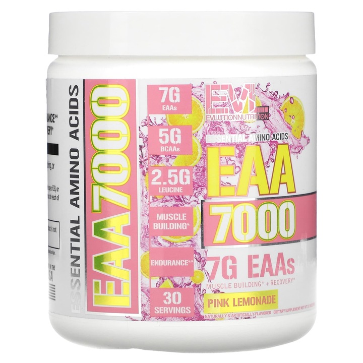 Supliment alimentar, EVLution Nutrition, EAA 7000, limonada roz, 309 g