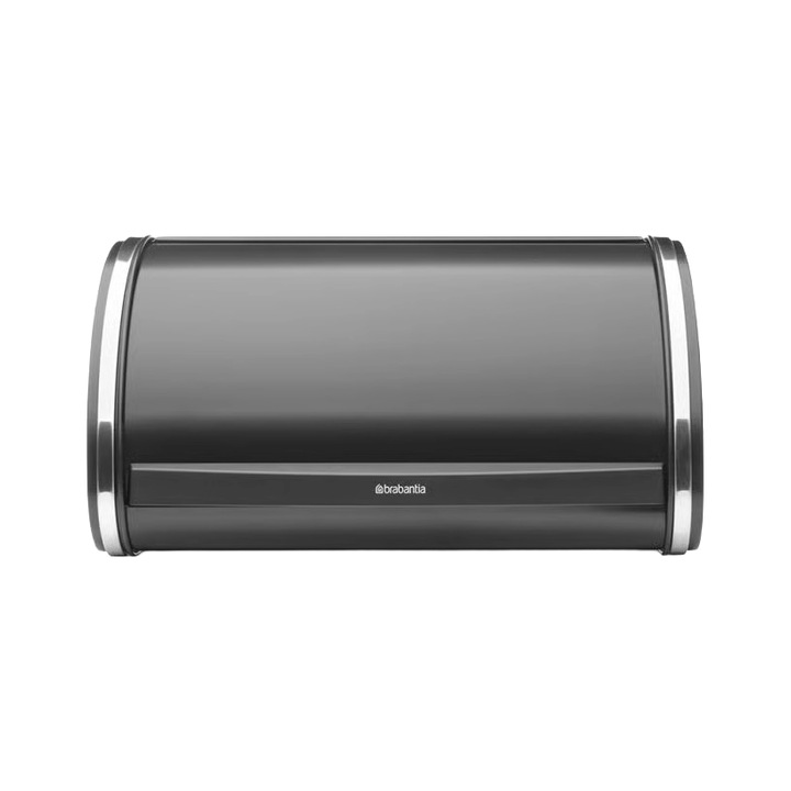 Cutie pentru paine Brabantia, Roll Top, capacitate 11 litri, potrivita si pentru produse de patiserie, capac cu inchidere etansa, pastreaza produsele fresh, finisaj oglinda, negru mat