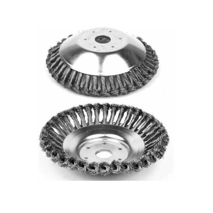 Disc pentru motocoasa/trimmer, Perie sarma, tip cupa, cu toroane, diametru 150 mm