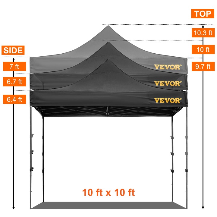 Pavilion pentru gradina Vevor, deschidere pop-up, 3x3 m, impermeabil, negru