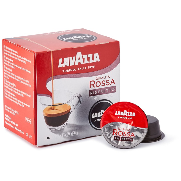 Cafea, Lavazza, A Modo Mio Qualita Rossa Ristretto, set 256 capsule, intensitate 12, caramel