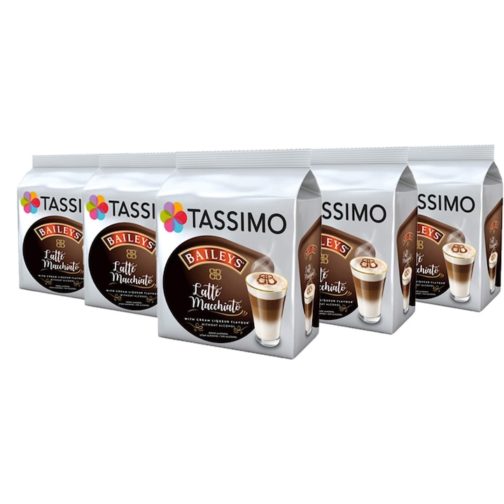 Capsule cafea Tassimo Latte Tip Macchiato Baileys, set 40 capsule, 5x8 bauturi