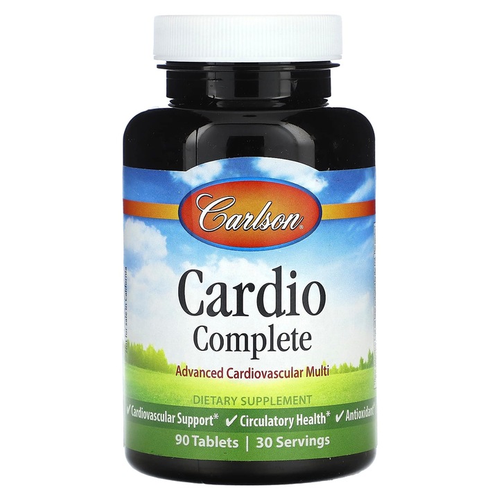 Supliment alimentar, Carlson, Cardio Complete, 90 comprimate, fara gluten, antioxidanti
