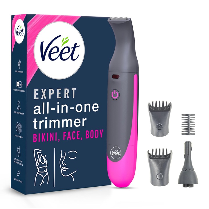 Veet Expert Intimate All-In-One trimmelő, titán, vízálló, nőknek, szemöldök, intim terület