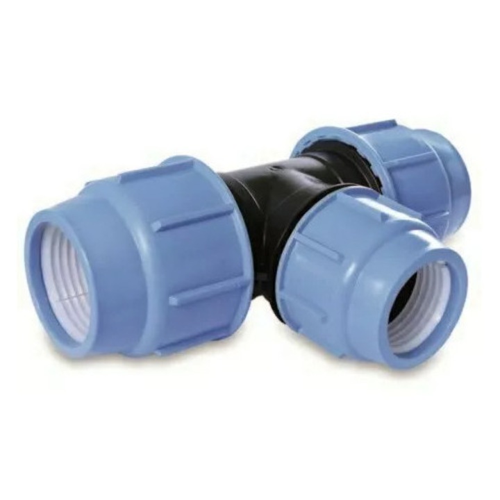 PE тройник 110-90-110 мм, Sab, уплътнителна система, син, PN10