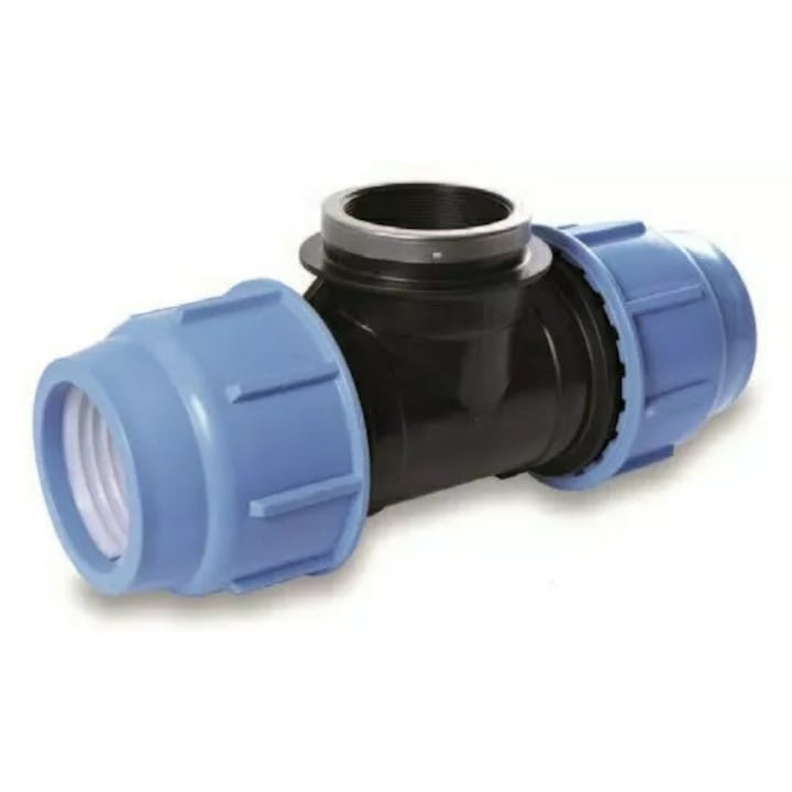 PE 110-4' F-110 тройник, Sab, уплътнителна система, син цвят, PN10