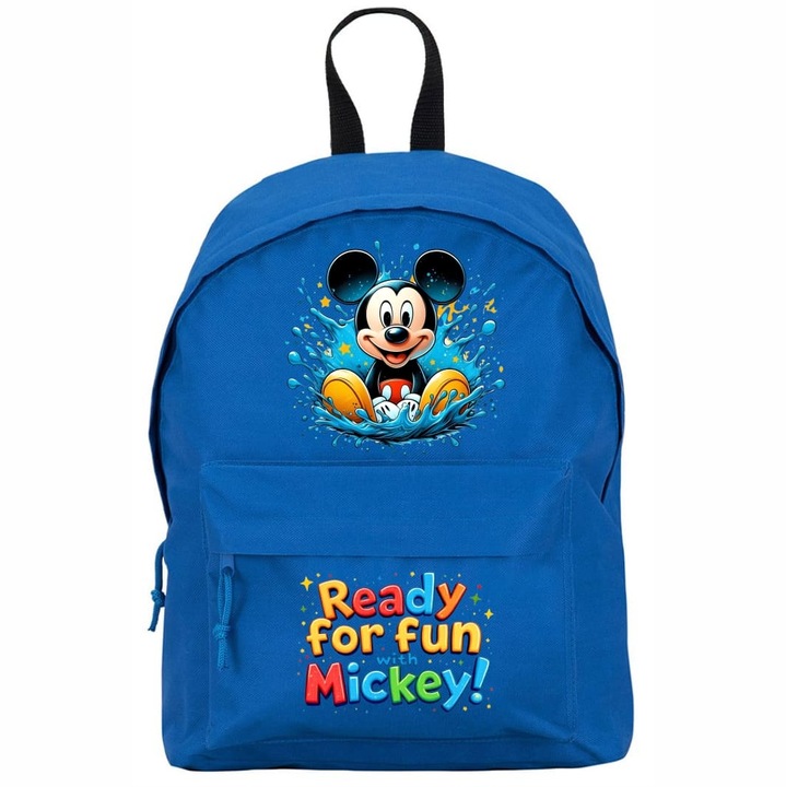 Ghiozdan pentru scoala, Mickey Mouse, 38×28 cm, Albastru, GS016