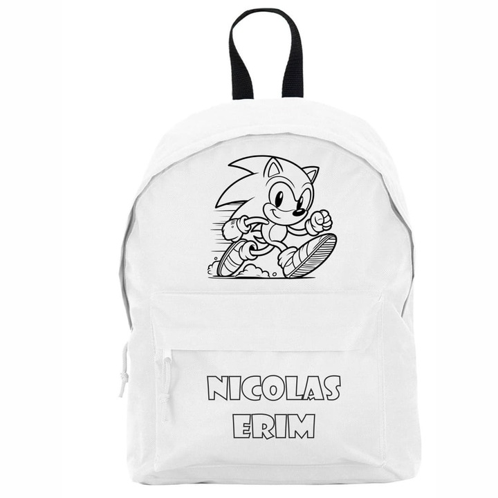 Ghiozdan Scoala, Sonic, 38×28 cm, Alb, GS006