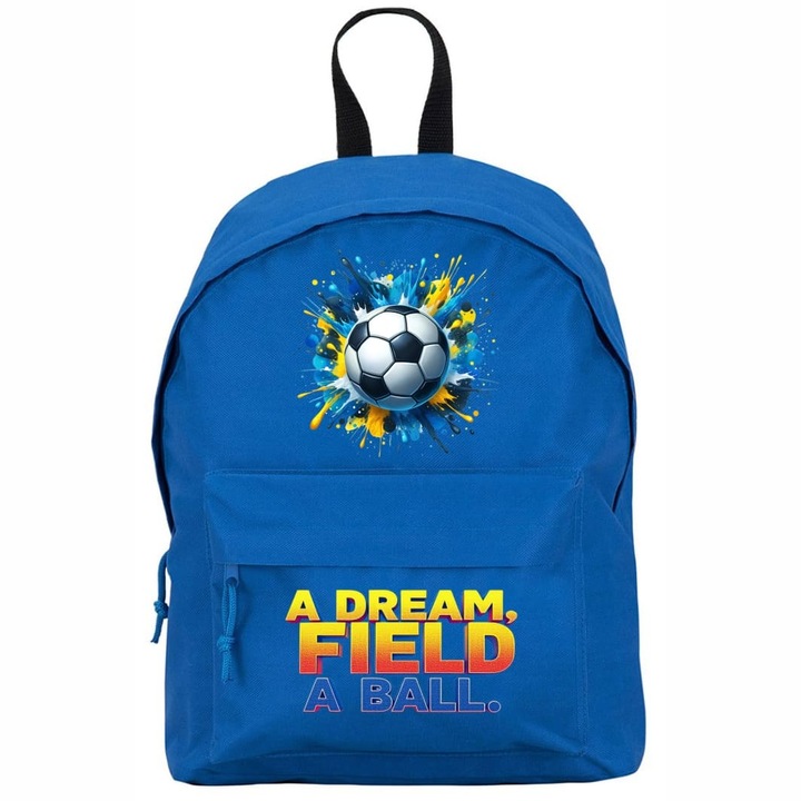 Ghiozdan pentru scoala, Fotbal, 38×28 cm, Albastru, GS019
