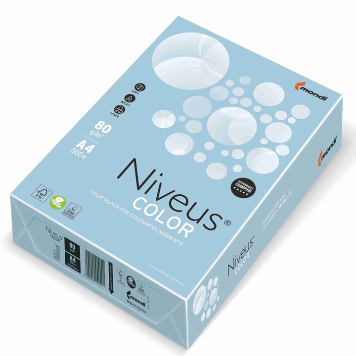 Hartie Copiator A4 Albastru Ice Pal 80g 500/top Obl70 Niveus