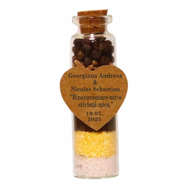 Marturie de nunta cu sporul casei, MSC005, decorativă, simbolică, sticlă transparentă, dimensiuni reduse