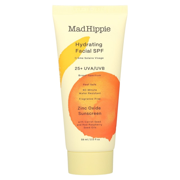 Crema hidratanta SPF pentru fata, Mad Hippie, 59 ml, fara parfum, rezistenta la apa 80 min, protectie UVA/UVB