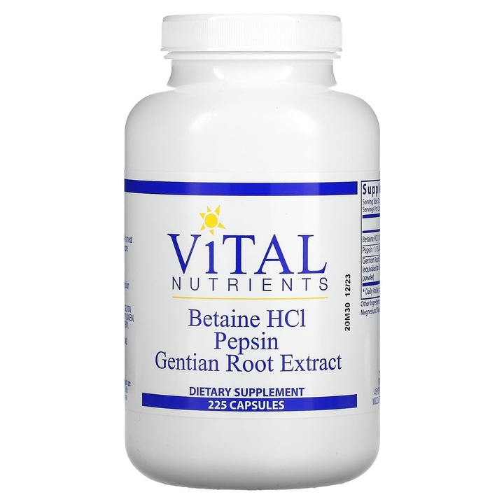 Supliment alimentar Vital Nutrients Betaina HCl, 225 capsule