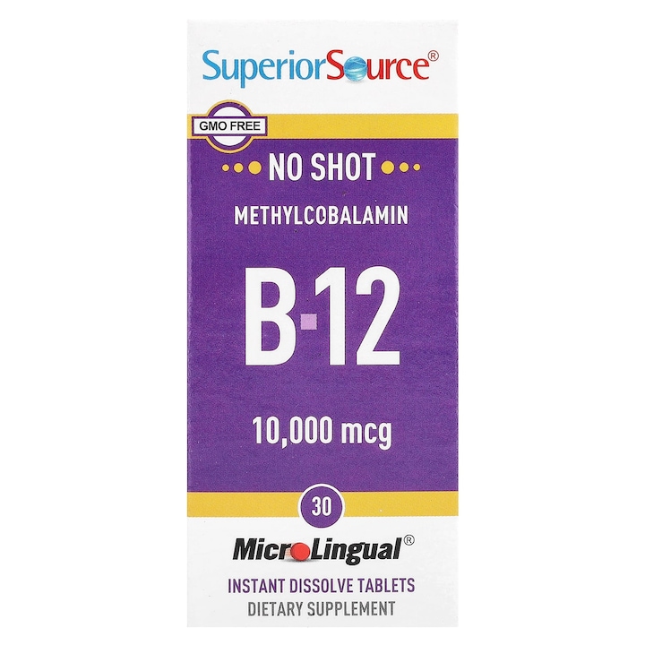 Metilcobalamina B12, Superior Source, 30 tablete MicroLingual, fara conservanti