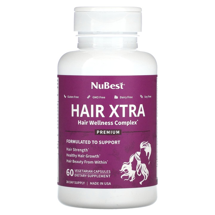Supliment alimentar, Hair Xtra, NuBest, 60 capsule vegetale, fara gluten, fara lactate, fara soia