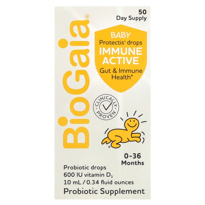 Picaturi probiotice copii, BioGaia, Krople Baby Protectis, 0-36 luni, 10 ml, vitamina D3