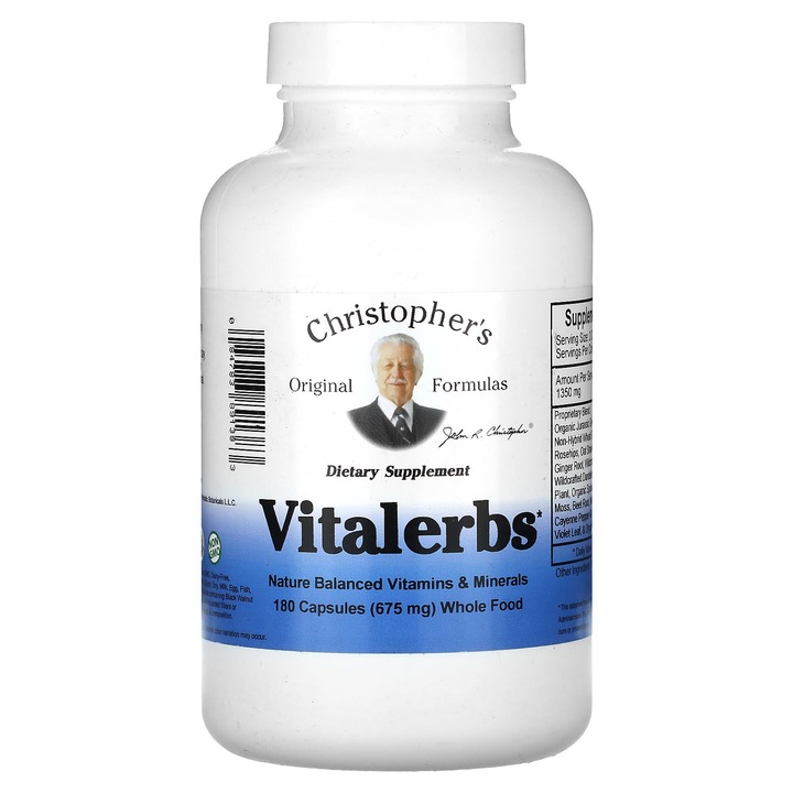 Supliment alimentar Vitalerbs Christopher's Original Formulas 675 mg, 180 capsule, fara gluten, vegan