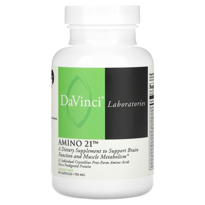 Amino 21, 750 mg, 90 capsule, DaVinci Laboratories, suport pentru functionarea creierului, fara gluten