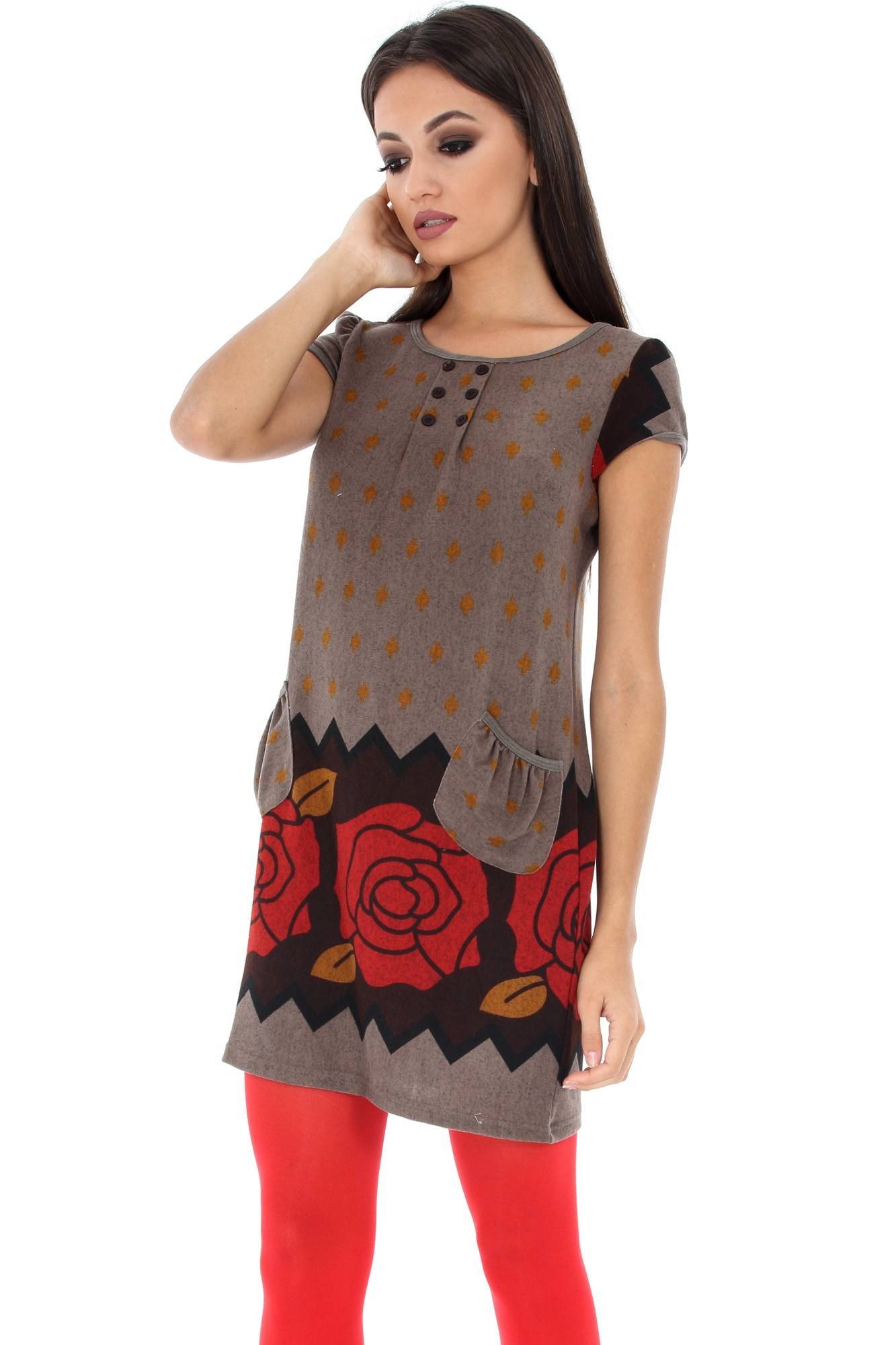 Rochie maro, ROH , cu buzunare, M