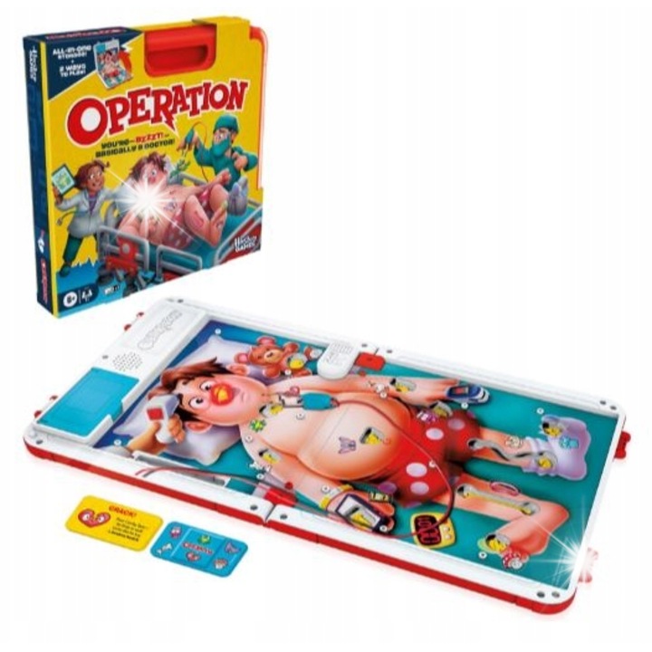 Társasjáték, Hasbro, Bőröndművelet, 2 játékmód, 1-2 játékos, 6 éves kortól