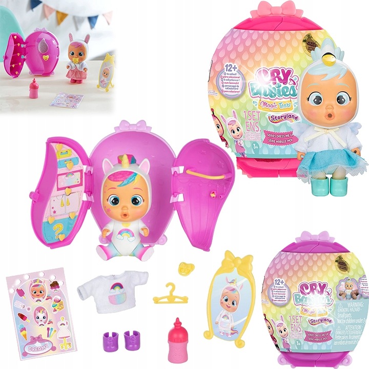 Cry Babies Magic Tears Dress Me Up szett, 12 meglepetésfigura, rózsaszín ruhásszekrény